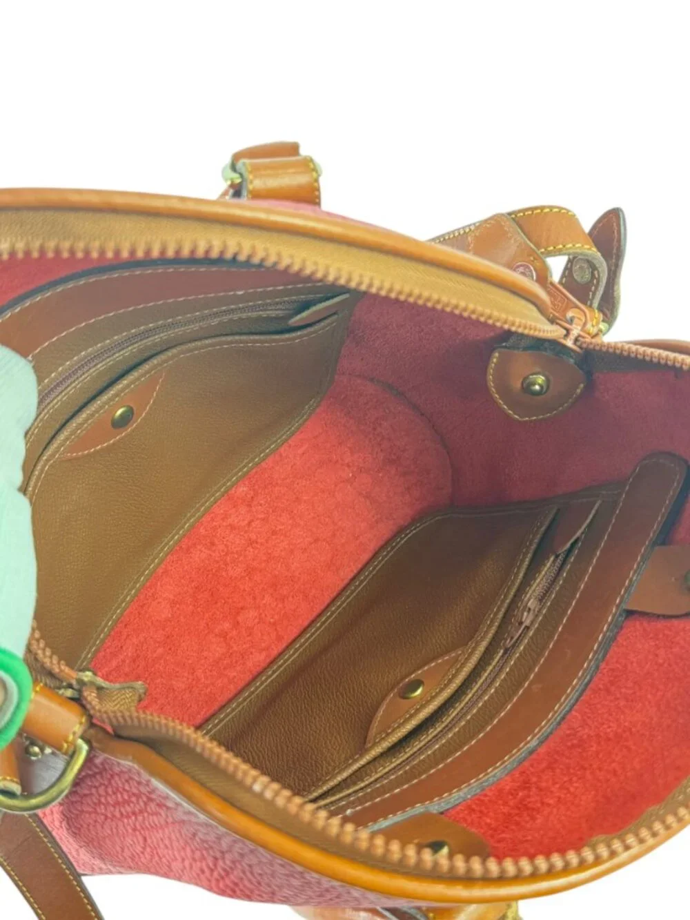 DOONEY & BOURKE Red Tan Leather Norfolk Satchel Crossbody Shoulder Bag